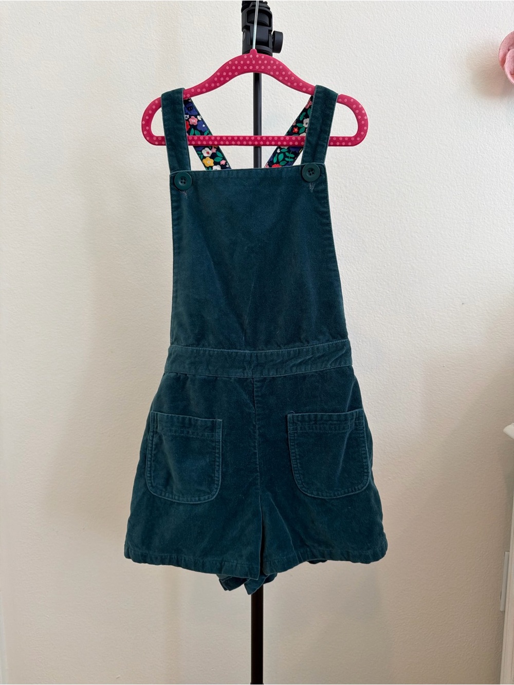 Mini Boden Green Velvet Pinafore Romper